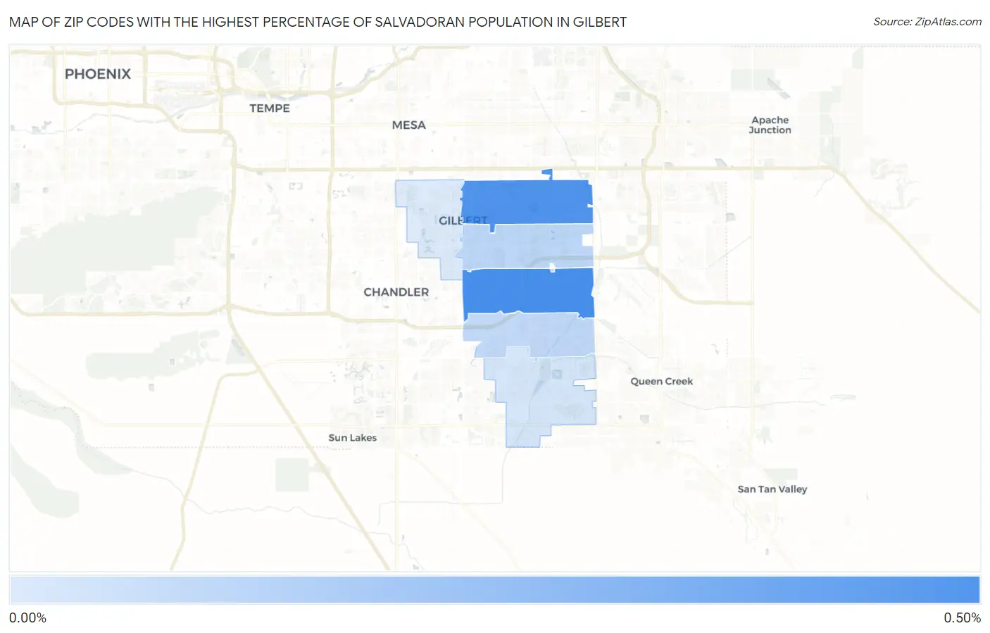 Zip Codes with the Highest Percentage of Salvadoran Population in Gilbert Map