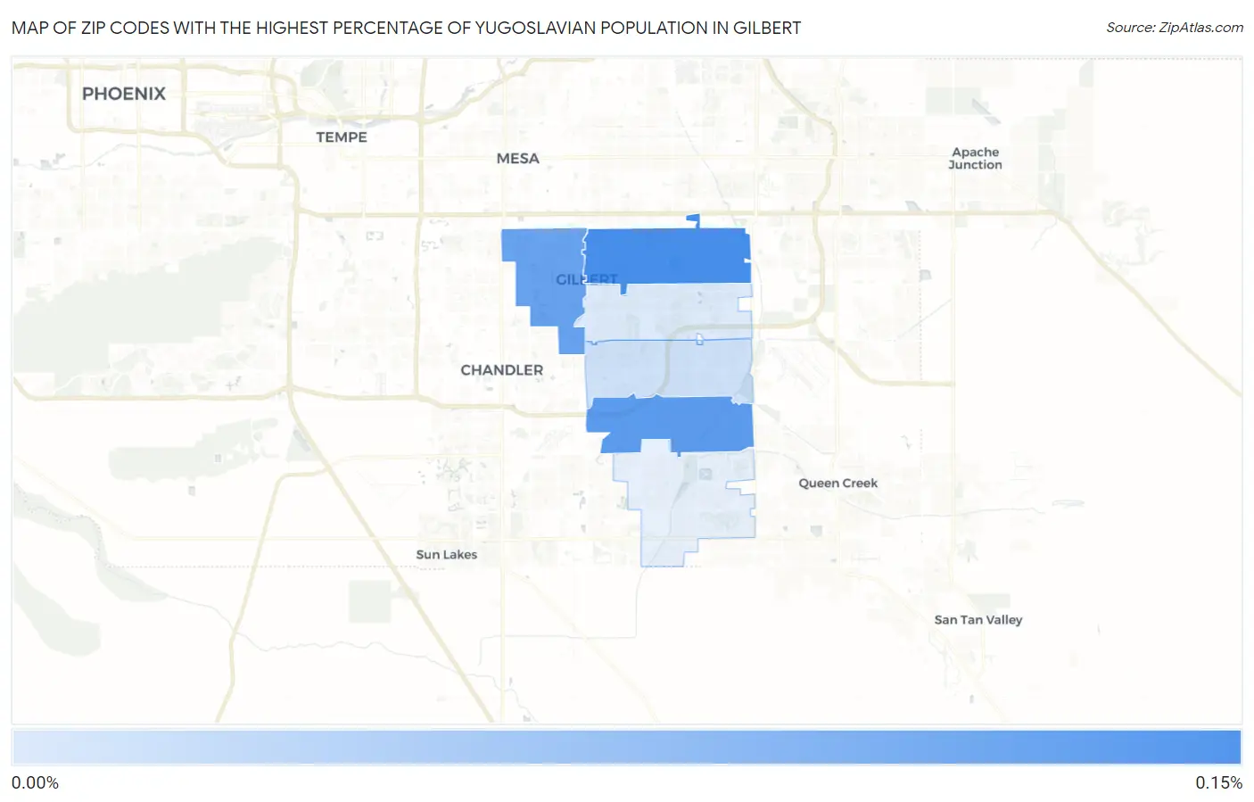 Zip Codes with the Highest Percentage of Yugoslavian Population in Gilbert Map
