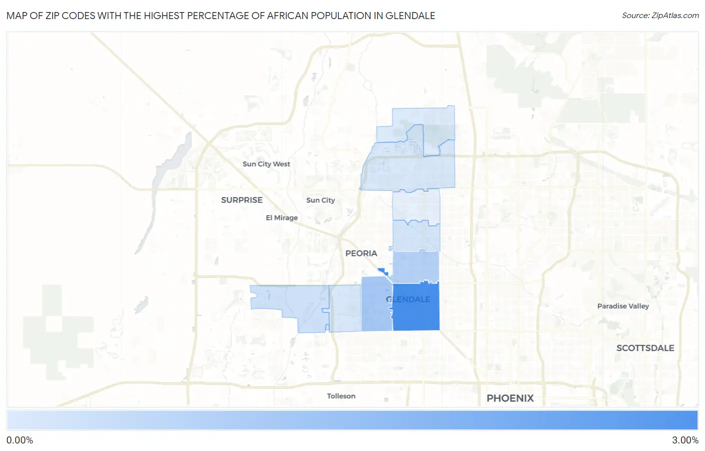 Zip Codes with the Highest Percentage of African Population in Glendale Map