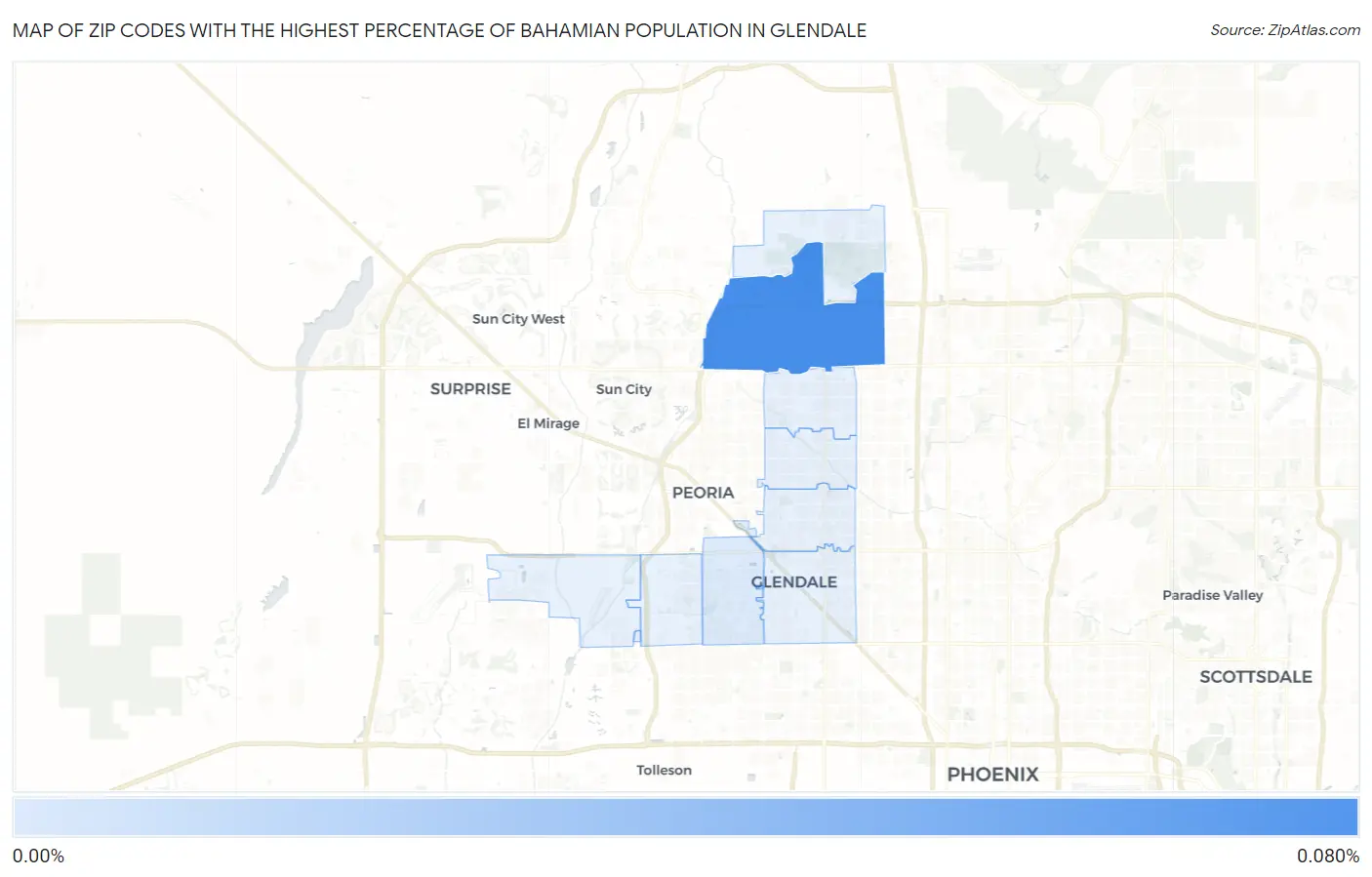 Zip Codes with the Highest Percentage of Bahamian Population in Glendale Map