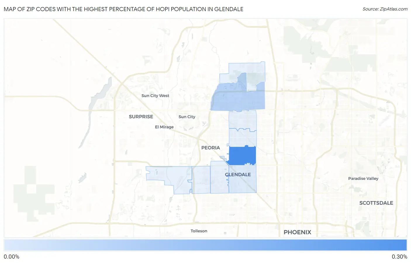 Zip Codes with the Highest Percentage of Hopi Population in Glendale Map
