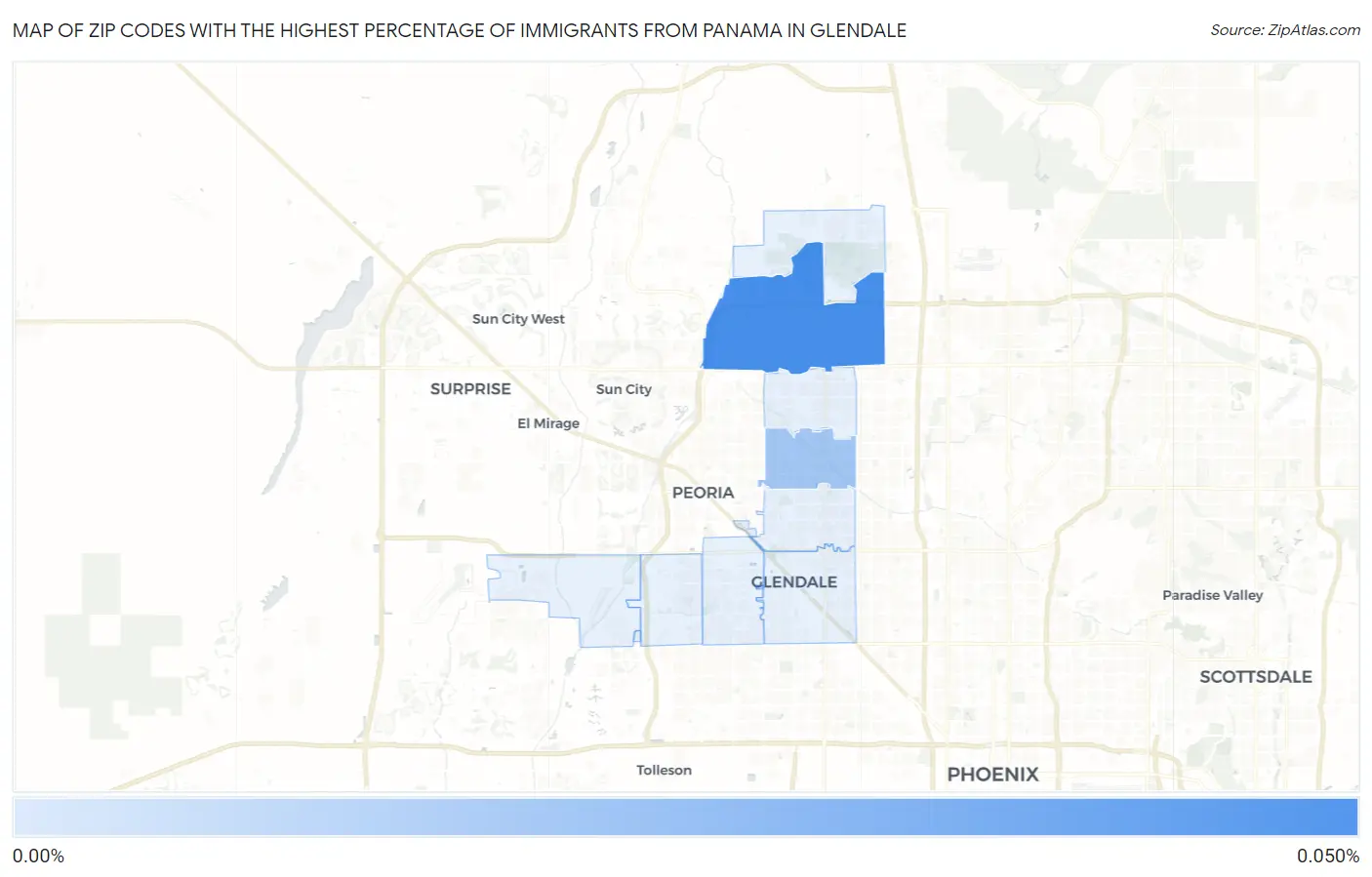 Zip Codes with the Highest Percentage of Immigrants from Panama in Glendale Map