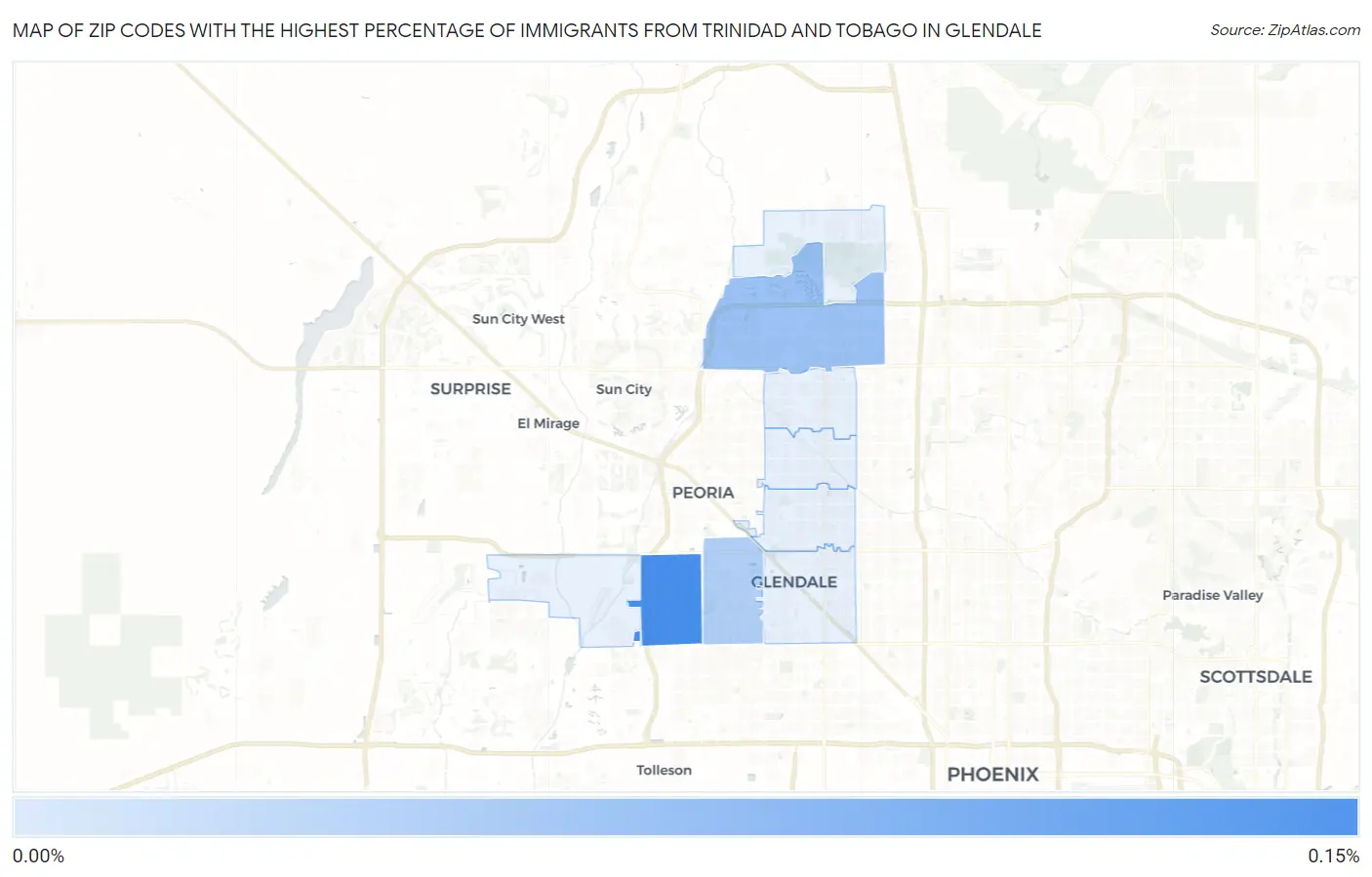 Zip Codes with the Highest Percentage of Immigrants from Trinidad and Tobago in Glendale Map