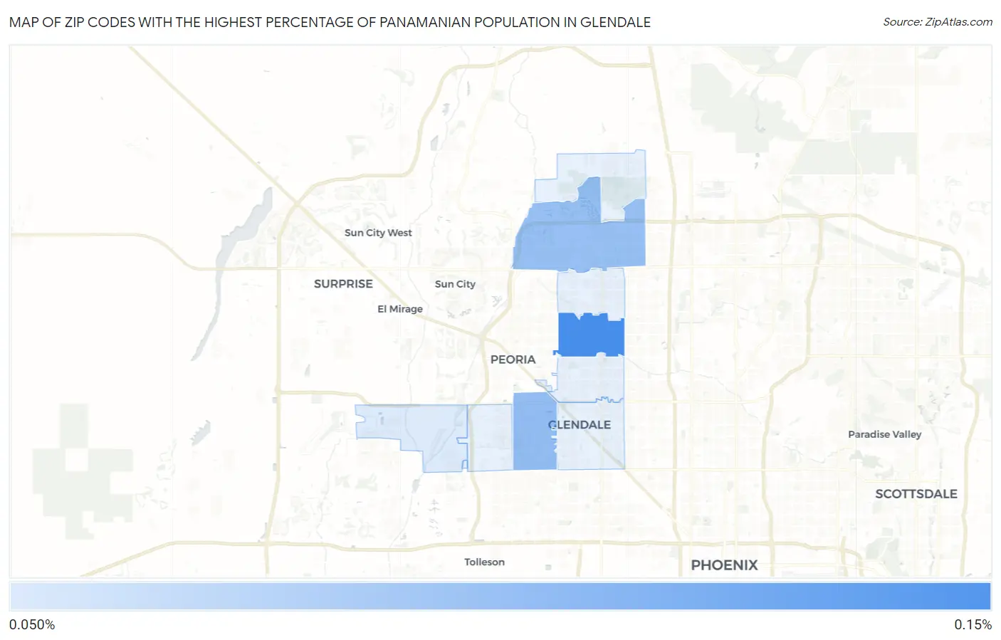 Zip Codes with the Highest Percentage of Panamanian Population in Glendale Map