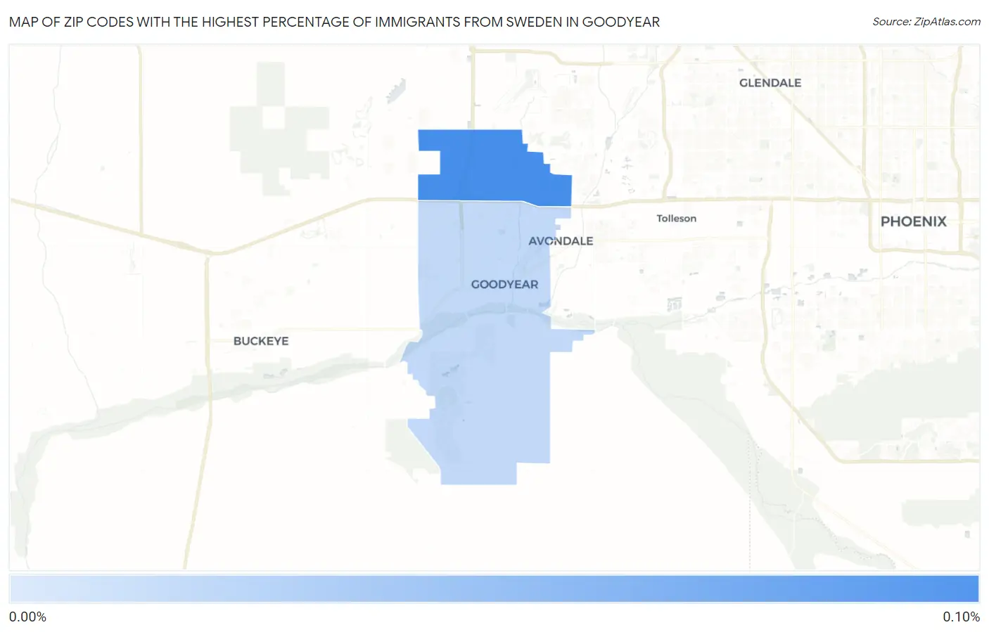 Zip Codes with the Highest Percentage of Immigrants from Sweden in Goodyear Map