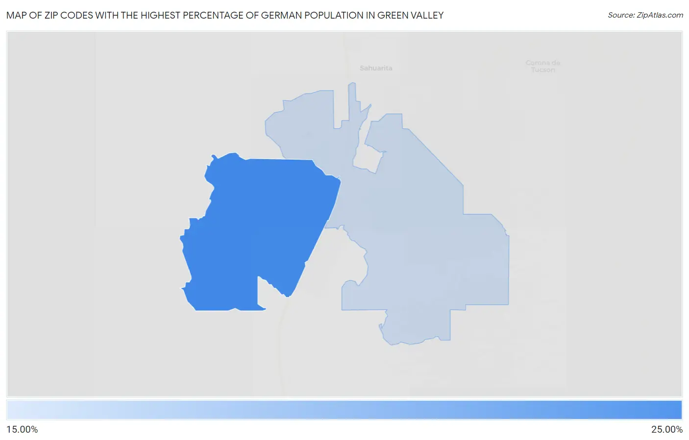 Zip Codes with the Highest Percentage of German Population in Green Valley Map