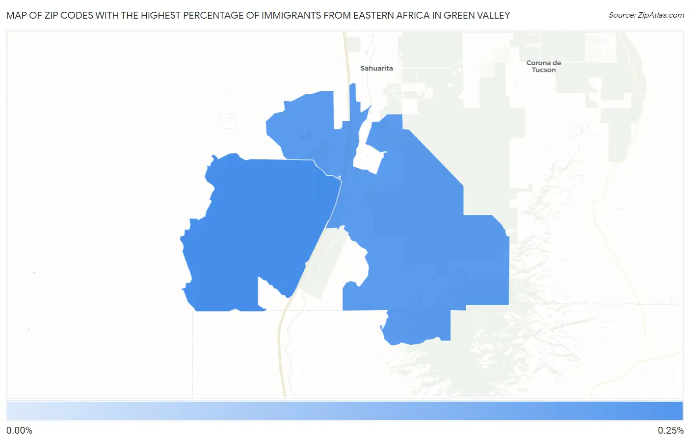 Zip Codes with the Highest Percentage of Immigrants from Eastern Africa in Green Valley Map