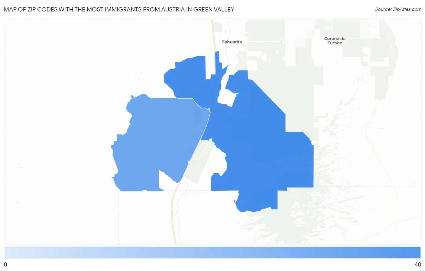 Zip Codes with the Most Immigrants from Austria in Green Valley Map