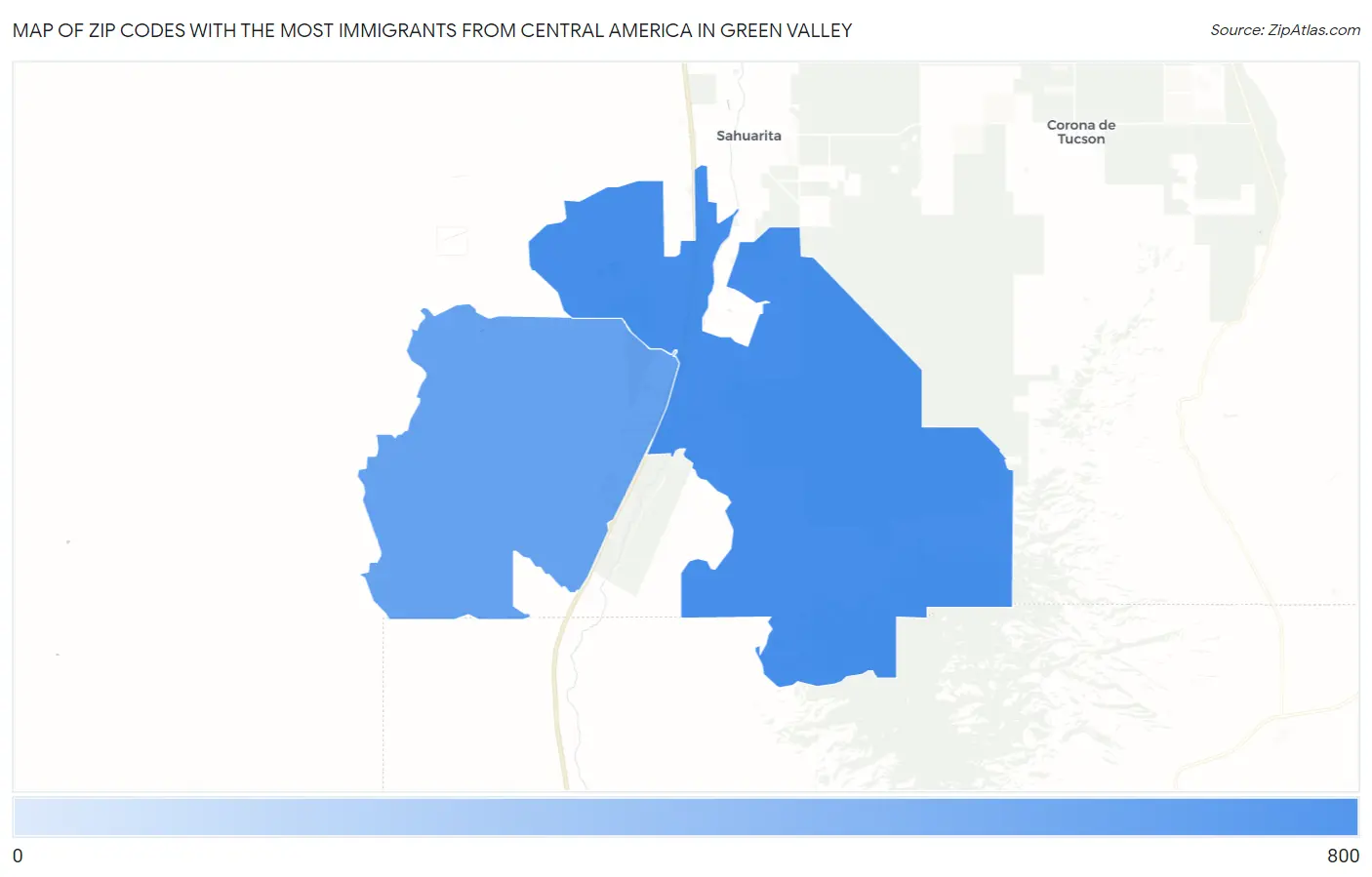 Zip Codes with the Most Immigrants from Central America in Green Valley Map