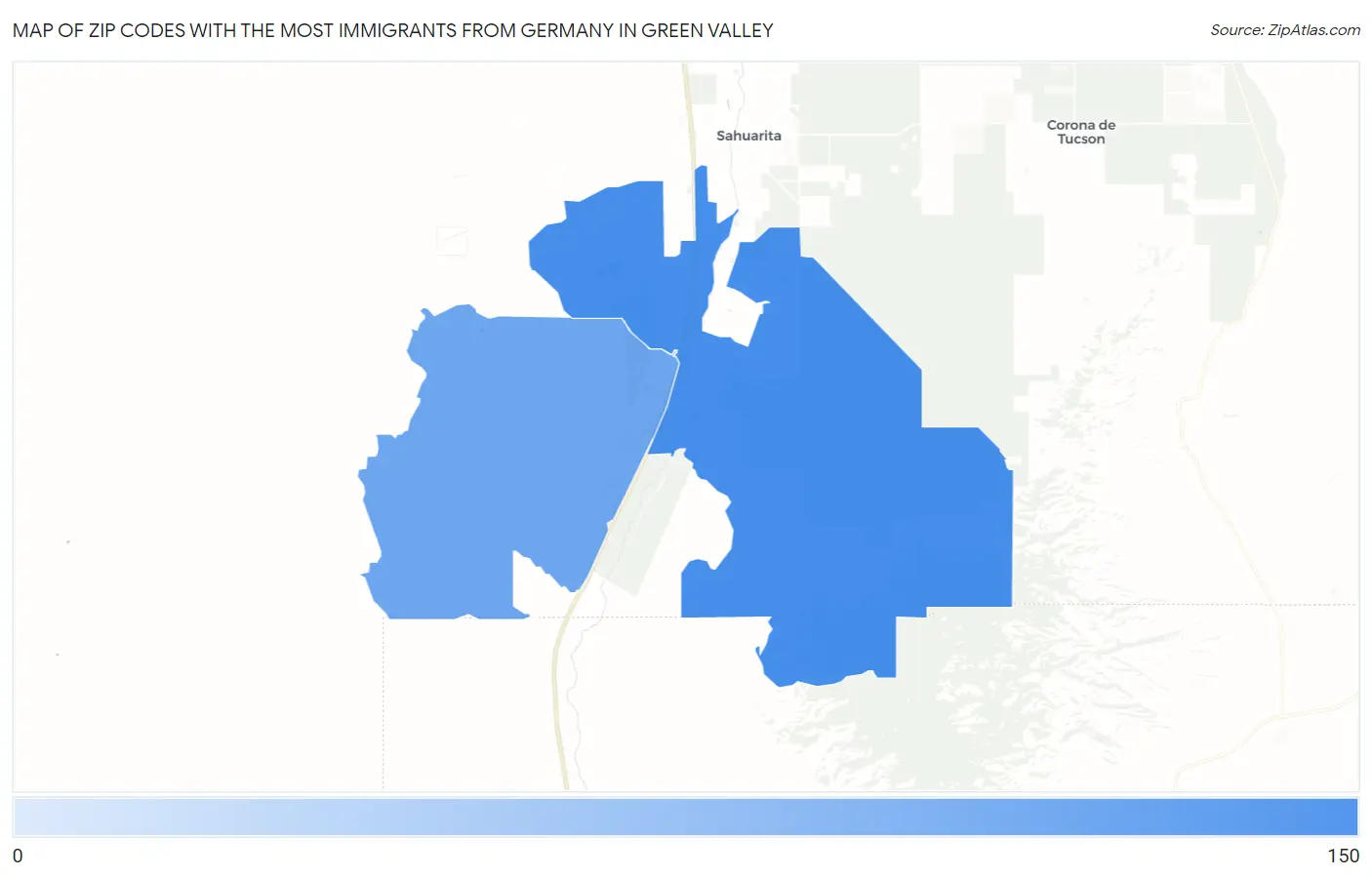 Zip Codes with the Most Immigrants from Germany in Green Valley Map