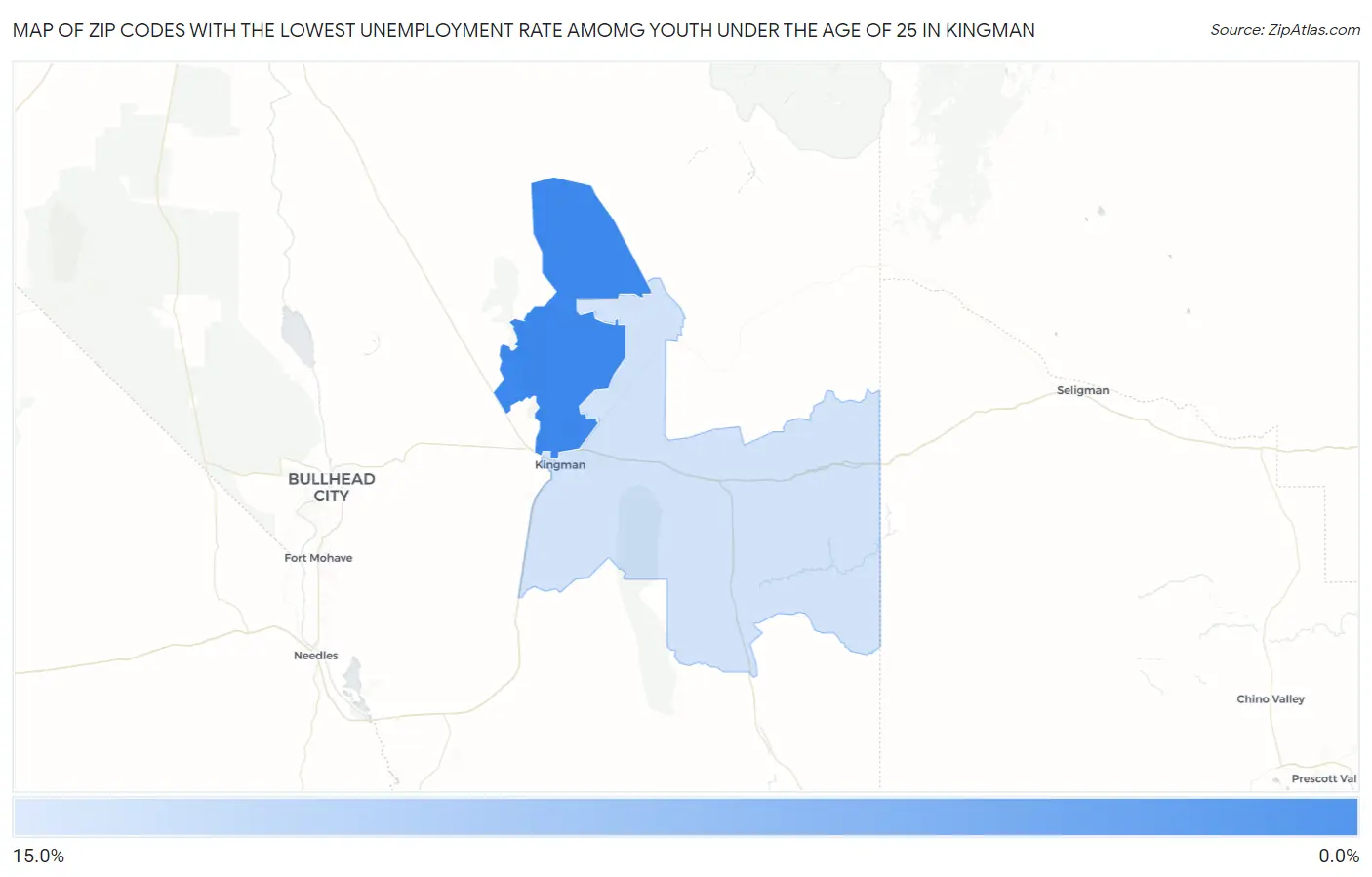 Zip Codes with the Lowest Unemployment Rate Amomg Youth Under the Age of 25 in Kingman Map