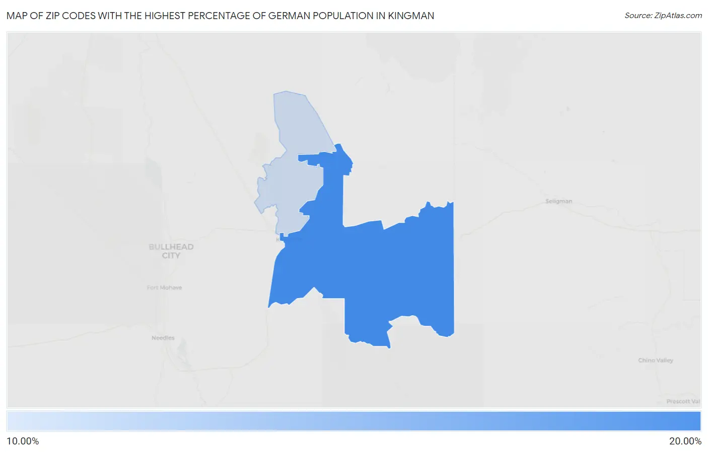 Zip Codes with the Highest Percentage of German Population in Kingman Map