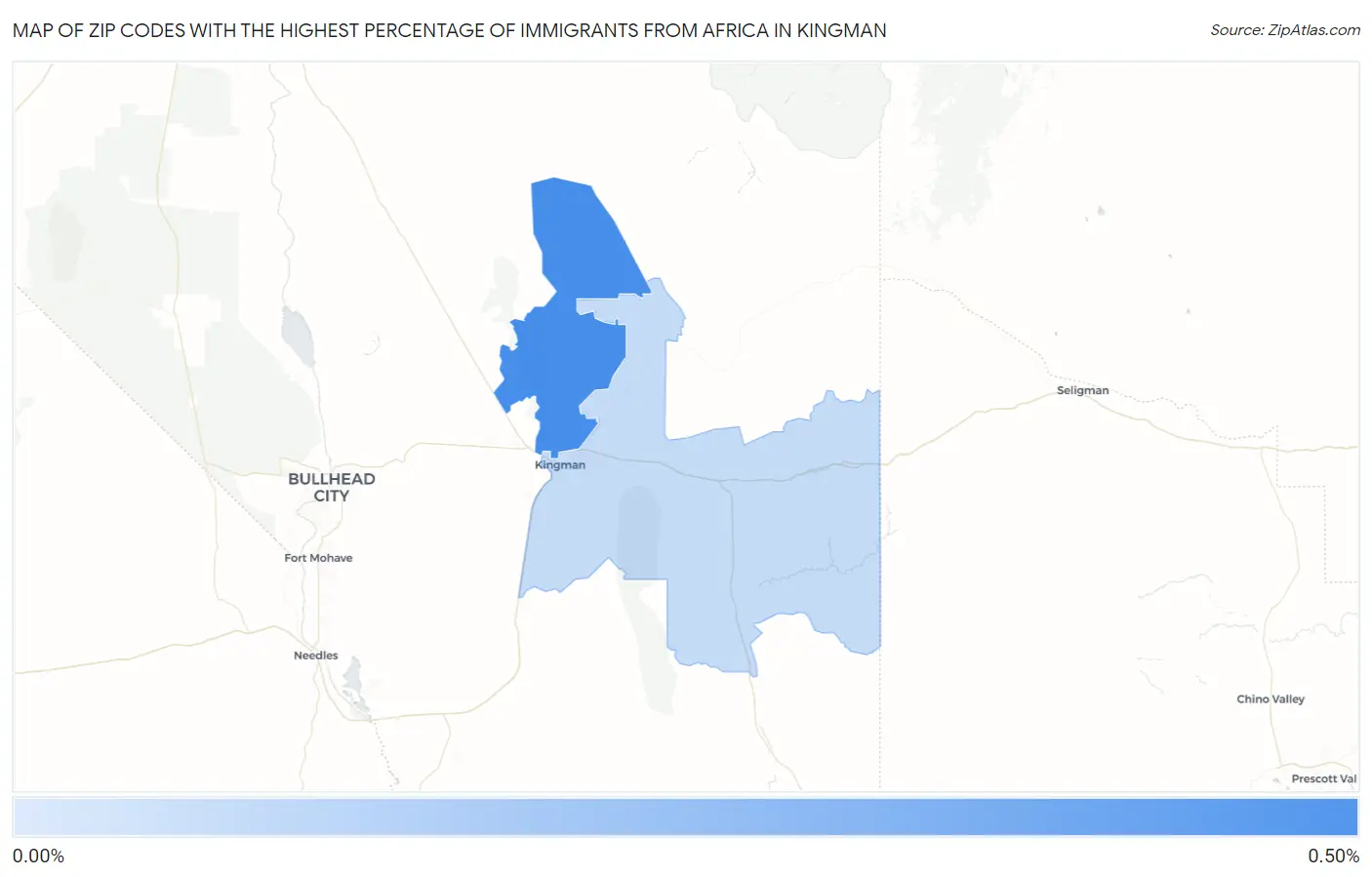 Zip Codes with the Highest Percentage of Immigrants from Africa in Kingman Map