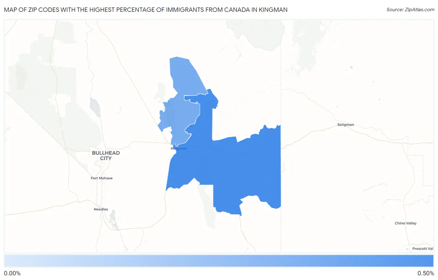 Zip Codes with the Highest Percentage of Immigrants from Canada in Kingman Map