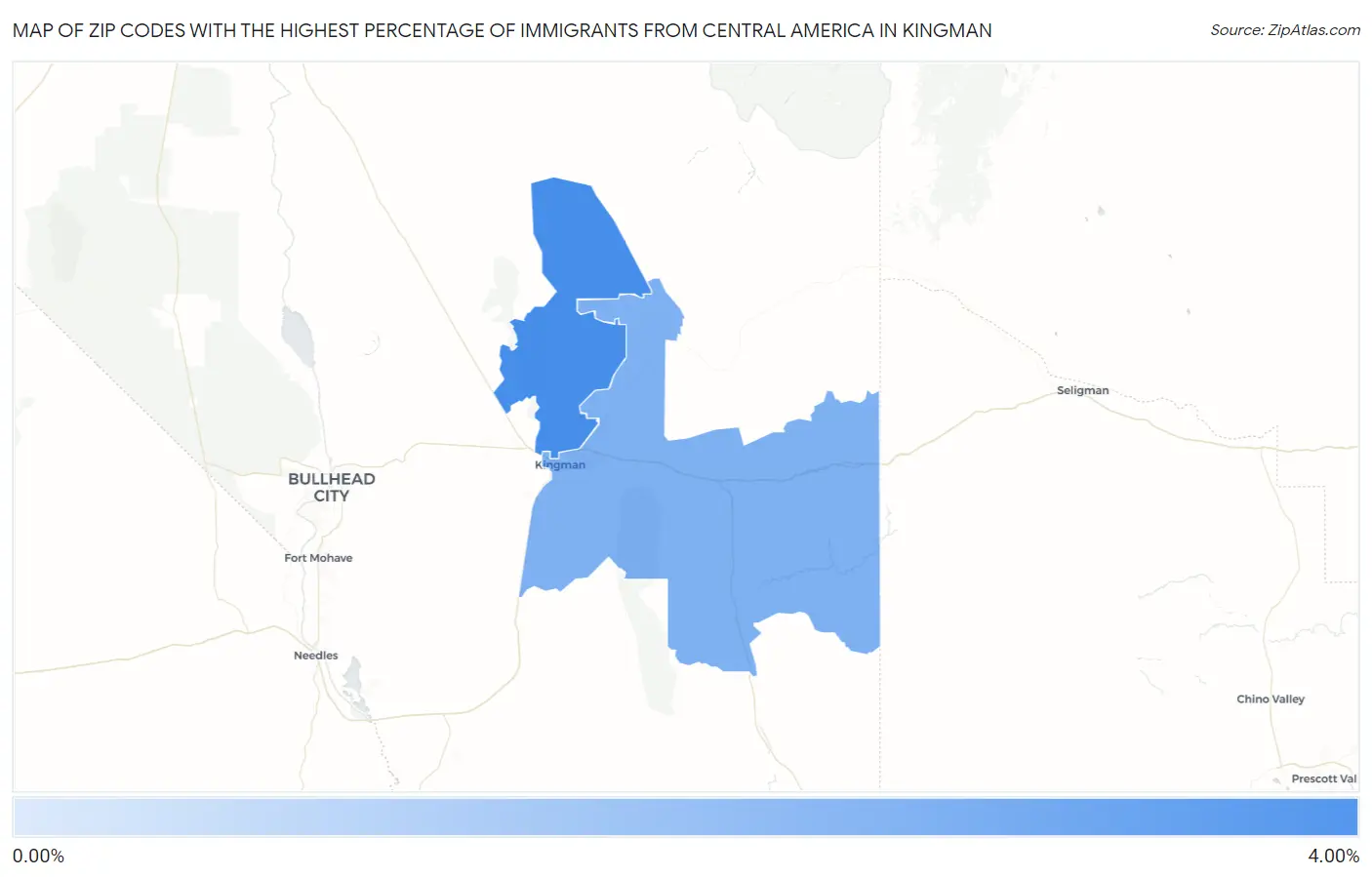 Zip Codes with the Highest Percentage of Immigrants from Central America in Kingman Map
