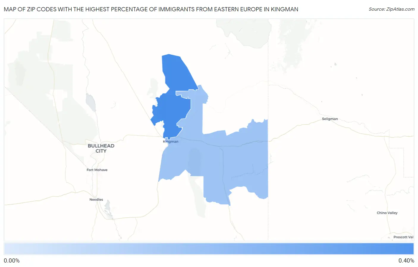 Zip Codes with the Highest Percentage of Immigrants from Eastern Europe in Kingman Map
