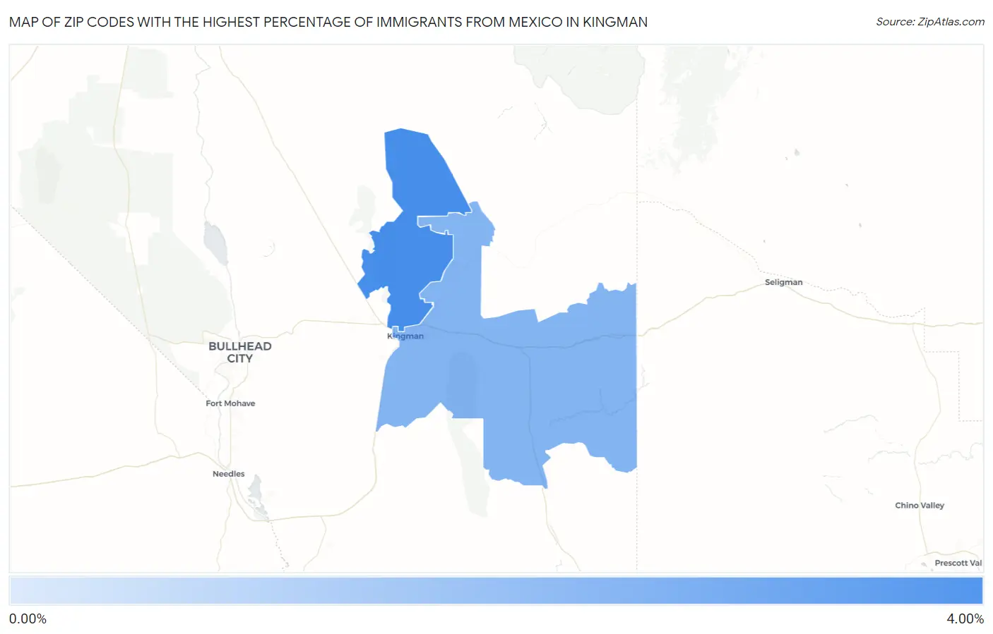 Zip Codes with the Highest Percentage of Immigrants from Mexico in Kingman Map