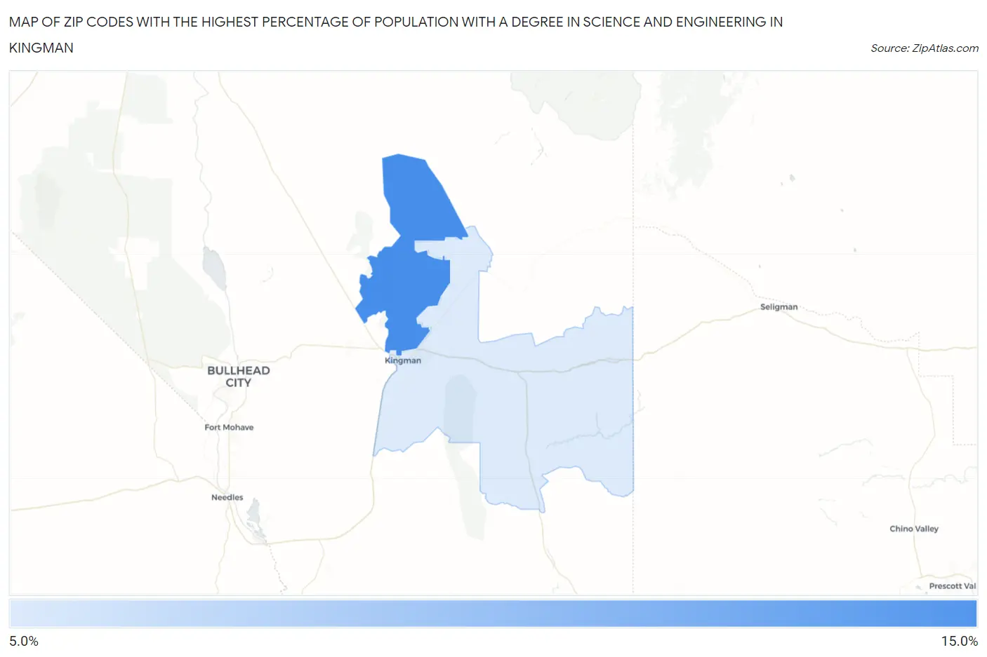 Zip Codes with the Highest Percentage of Population with a Degree in Science and Engineering in Kingman Map