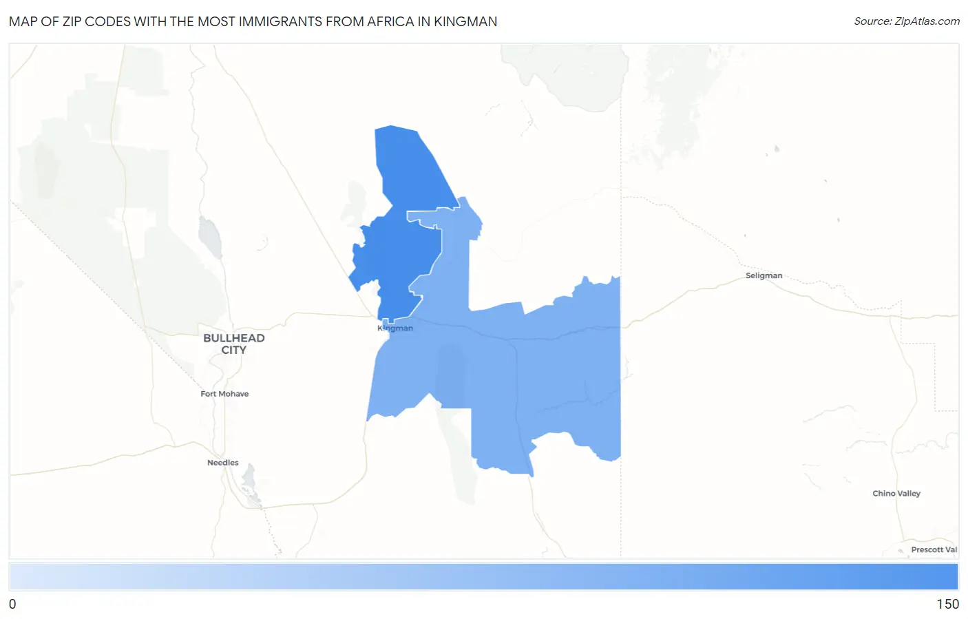 Zip Codes with the Most Immigrants from Africa in Kingman Map