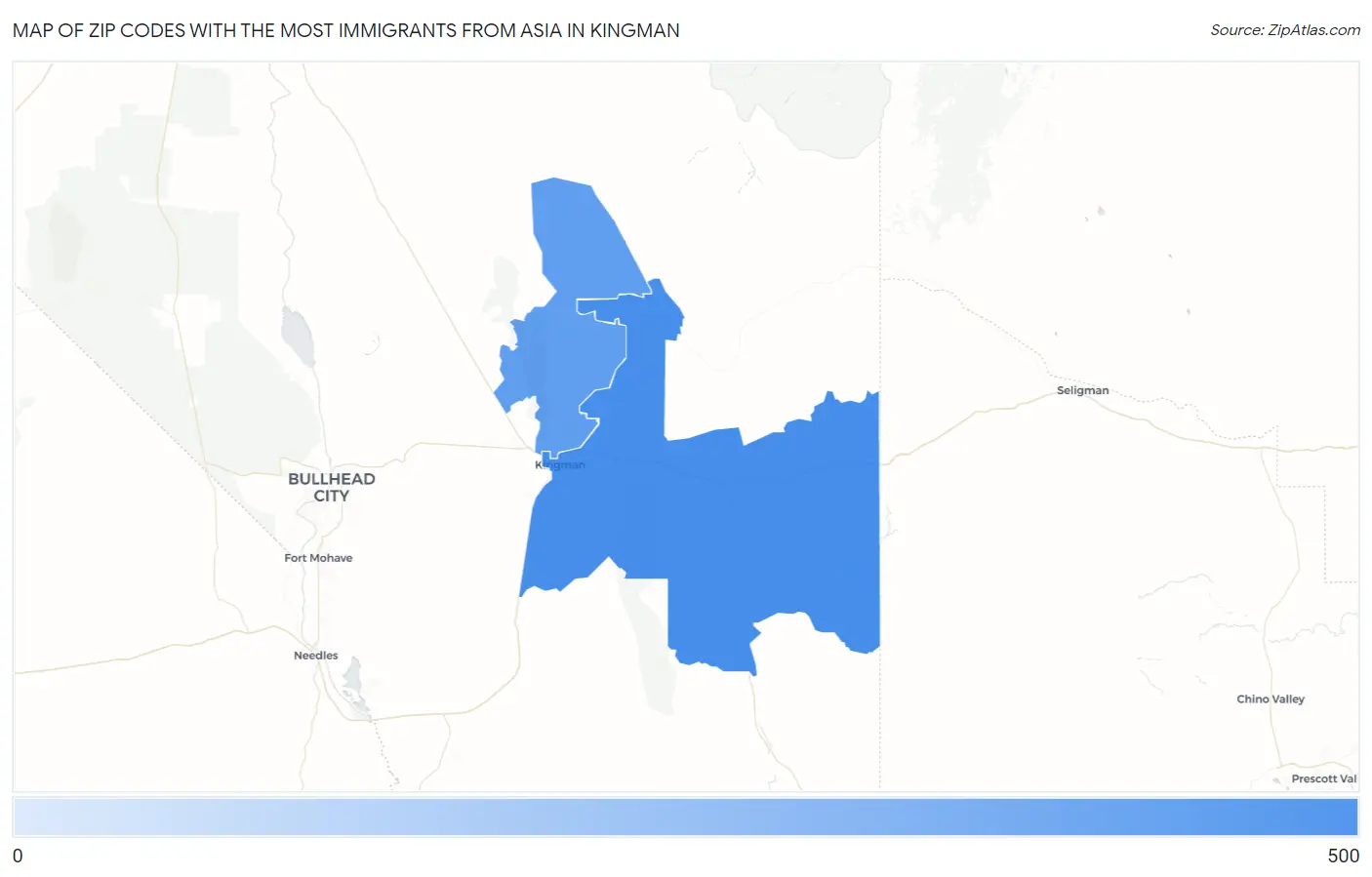 Zip Codes with the Most Immigrants from Asia in Kingman Map