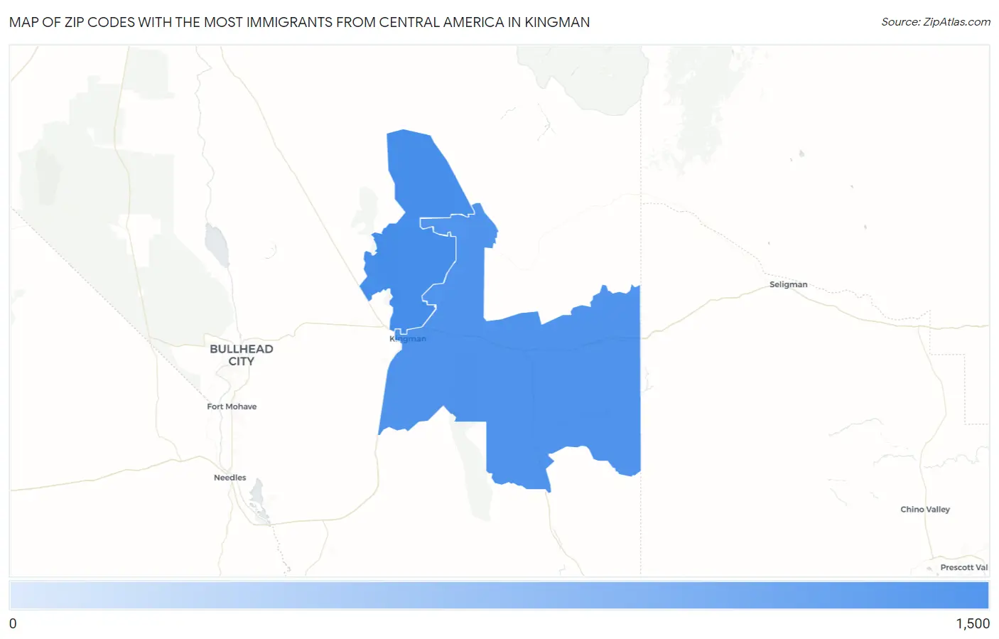 Zip Codes with the Most Immigrants from Central America in Kingman Map