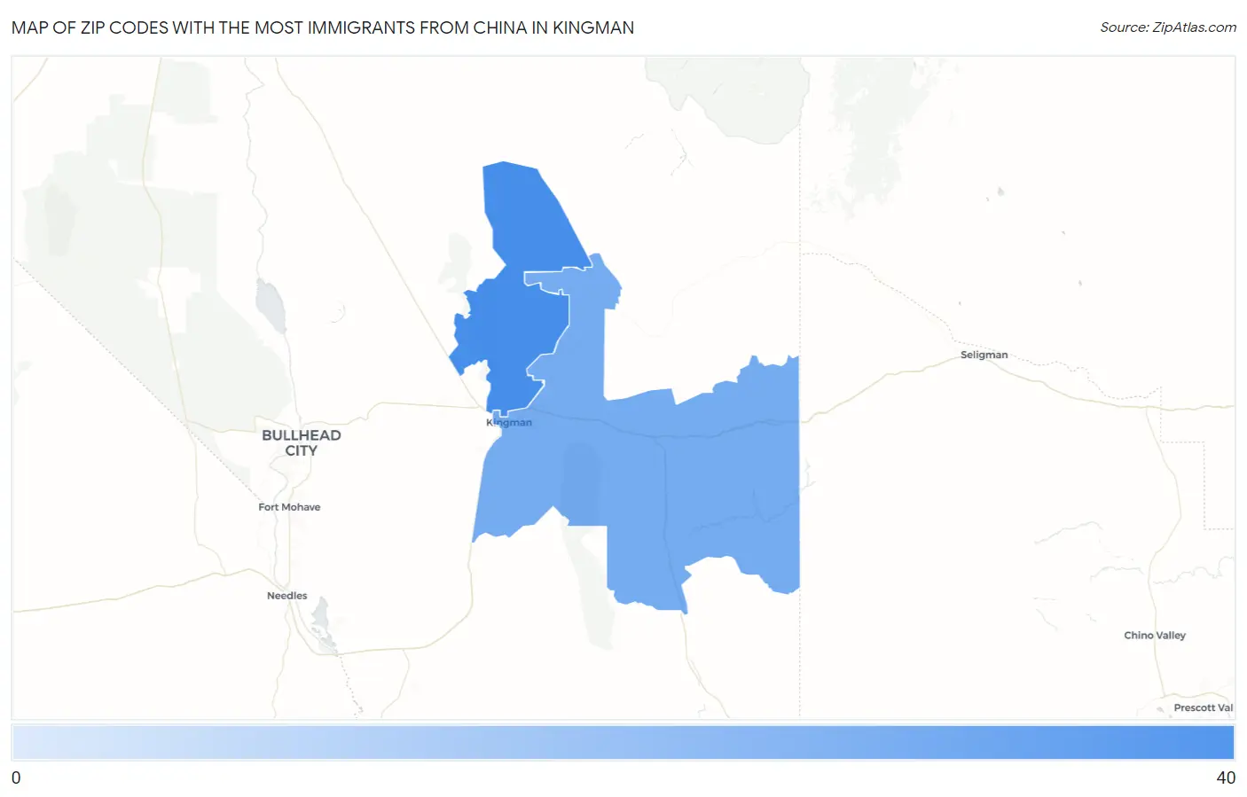 Zip Codes with the Most Immigrants from China in Kingman Map