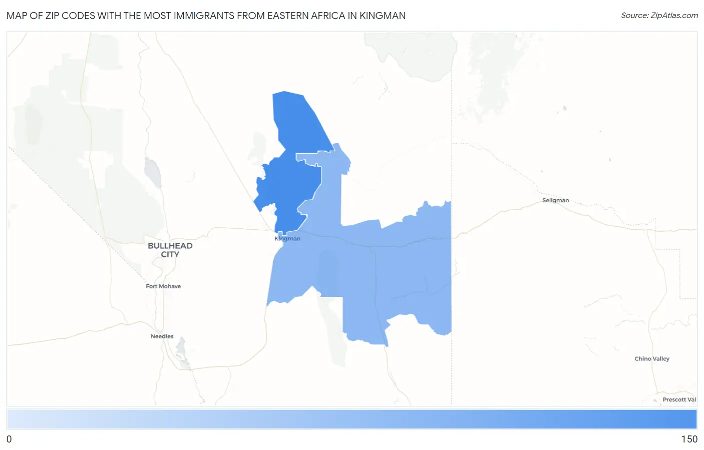 Zip Codes with the Most Immigrants from Eastern Africa in Kingman Map