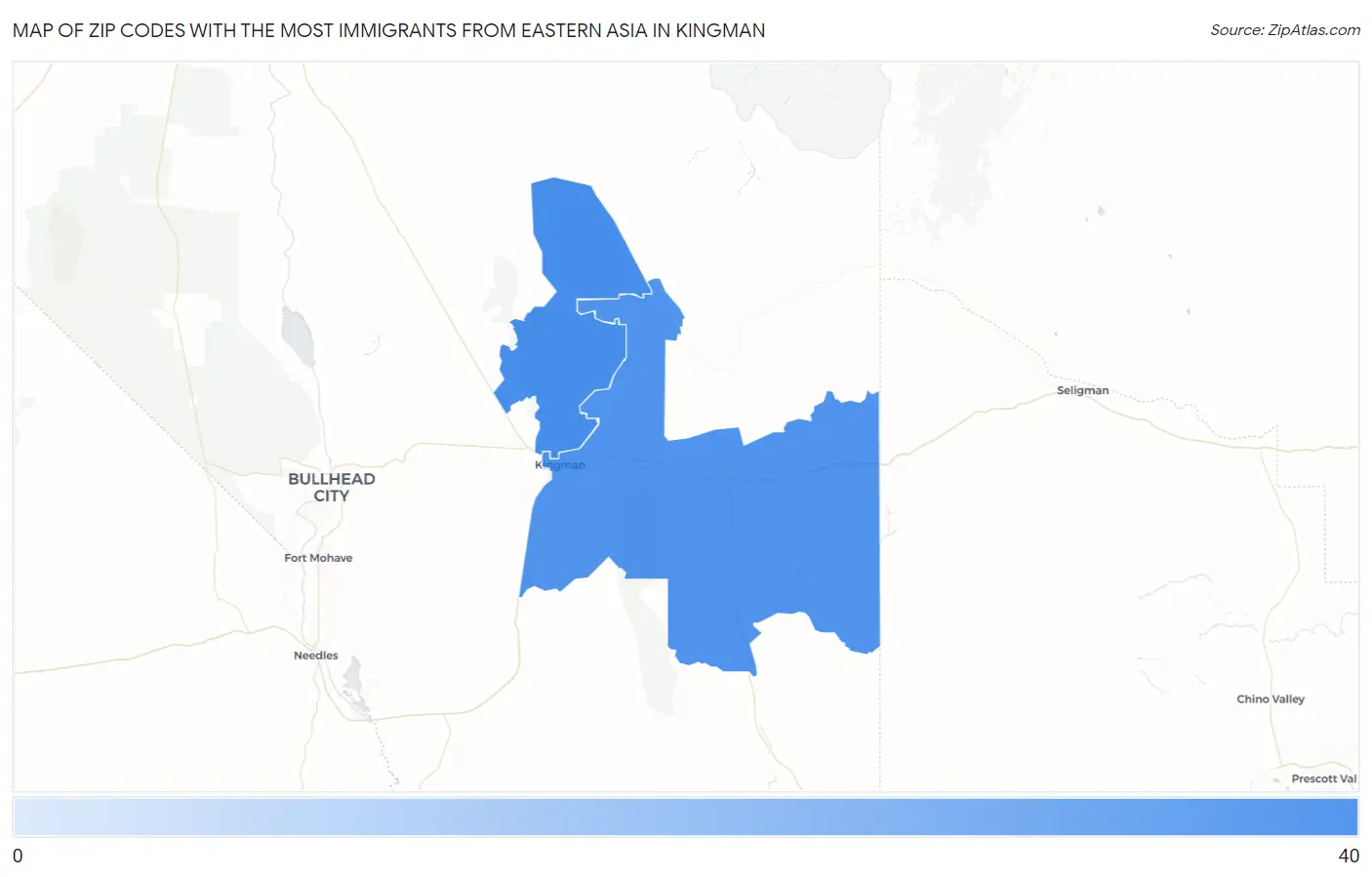 Zip Codes with the Most Immigrants from Eastern Asia in Kingman Map
