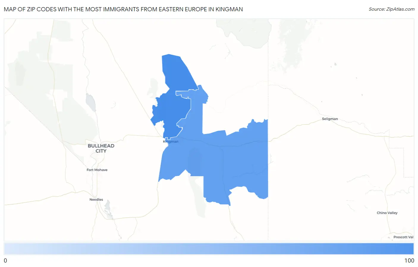 Zip Codes with the Most Immigrants from Eastern Europe in Kingman Map