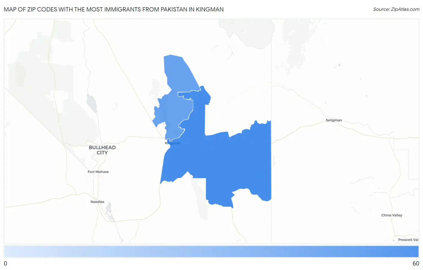 Zip Codes with the Most Immigrants from Pakistan in Kingman Map