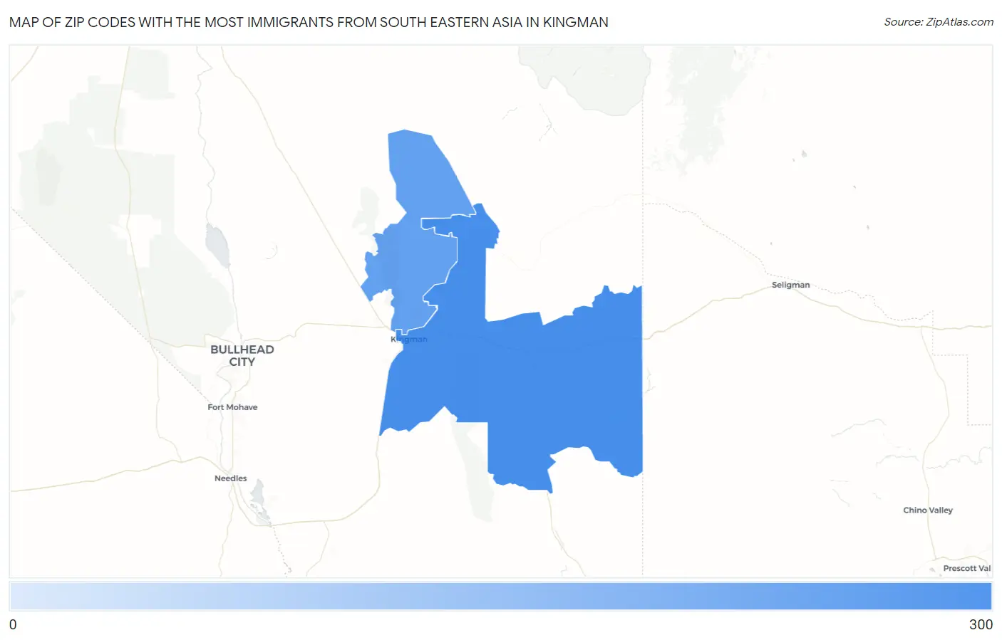 Zip Codes with the Most Immigrants from South Eastern Asia in Kingman Map