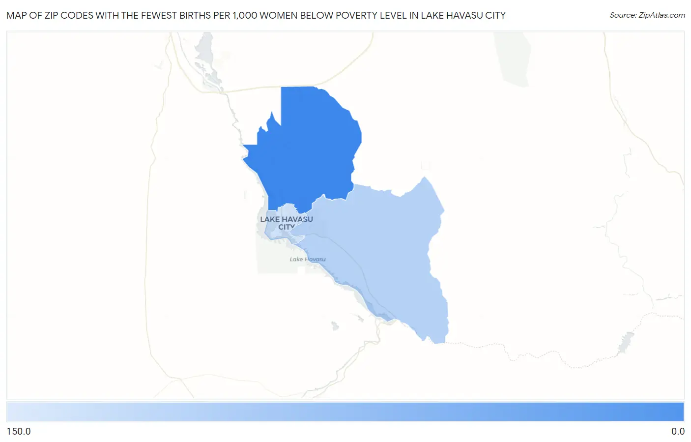 Zip Codes with the Fewest Births per 1,000 Women Below Poverty Level in Lake Havasu City Map