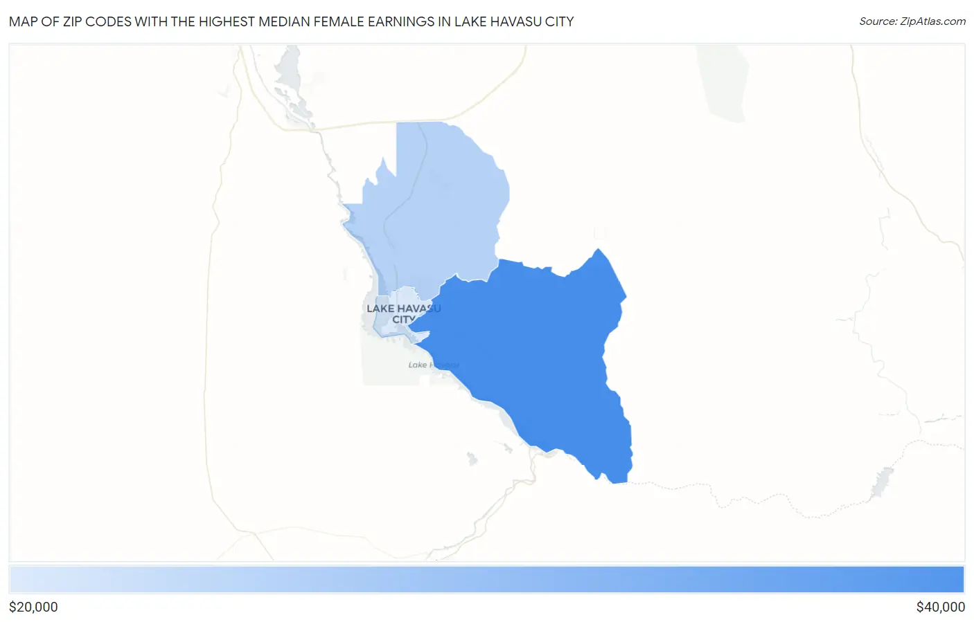 Zip Codes with the Highest Median Female Earnings in Lake Havasu City Map