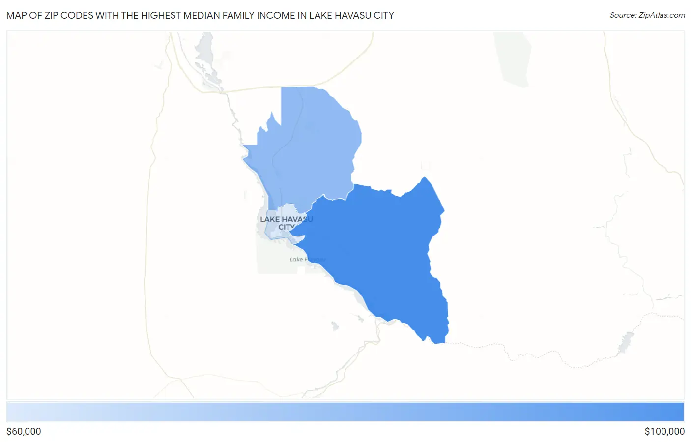 Zip Codes with the Highest Median Family Income in Lake Havasu City Map