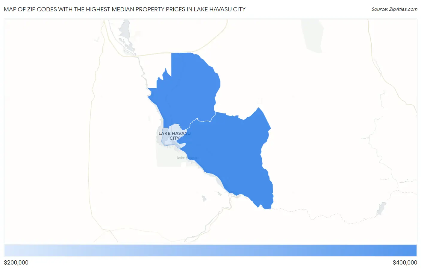 Zip Codes with the Highest Median Property Prices in Lake Havasu City Map