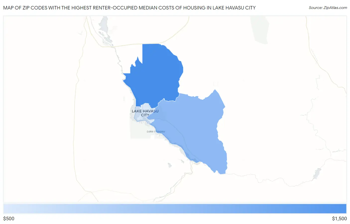 Zip Codes with the Highest Renter-Occupied Median Costs of Housing in Lake Havasu City Map