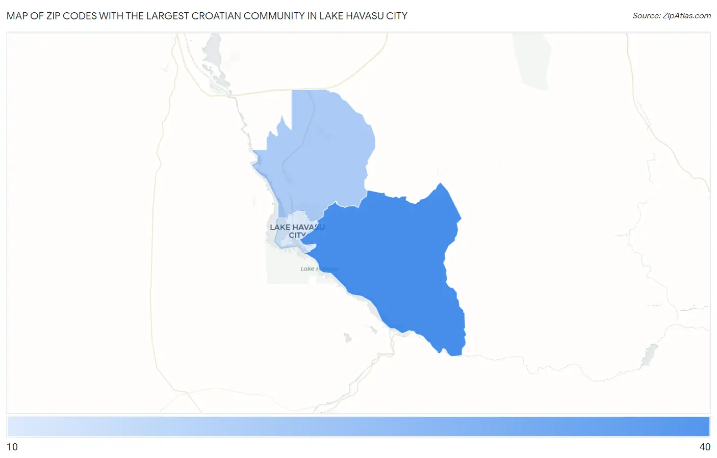 Zip Codes with the Largest Croatian Community in Lake Havasu City Map