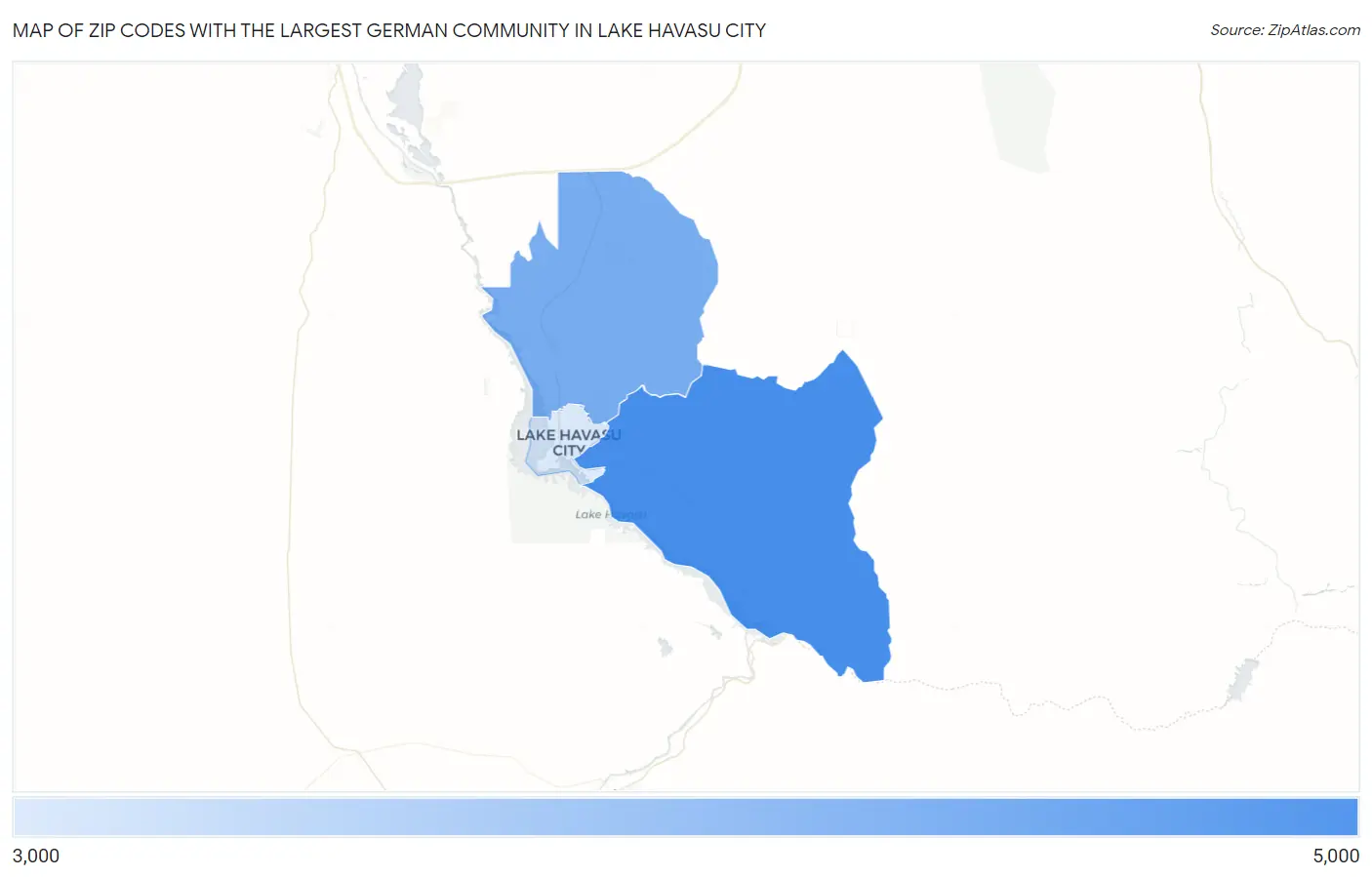 Zip Codes with the Largest German Community in Lake Havasu City Map