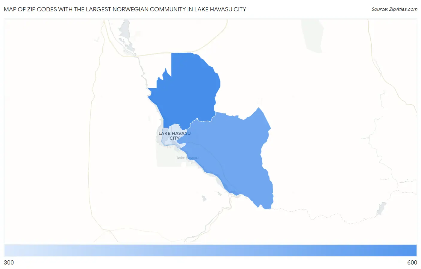 Zip Codes with the Largest Norwegian Community in Lake Havasu City Map