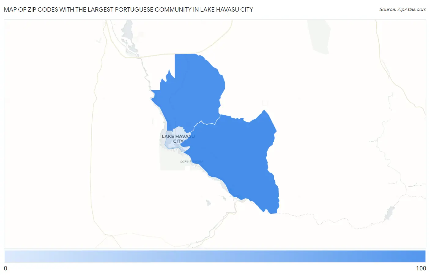 Zip Codes with the Largest Portuguese Community in Lake Havasu City Map