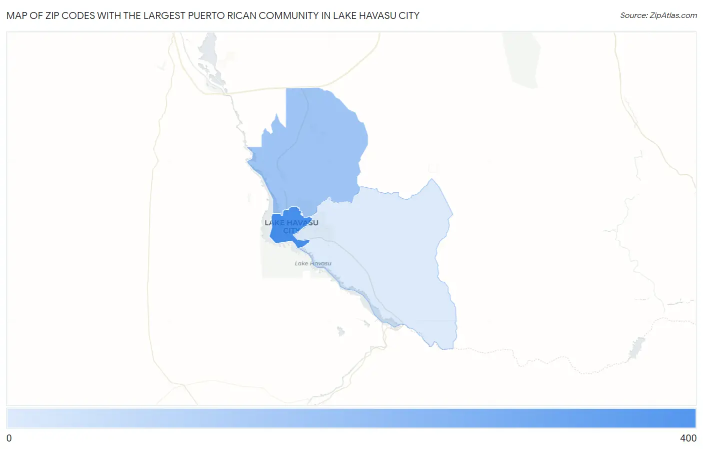 Zip Codes with the Largest Puerto Rican Community in Lake Havasu City Map