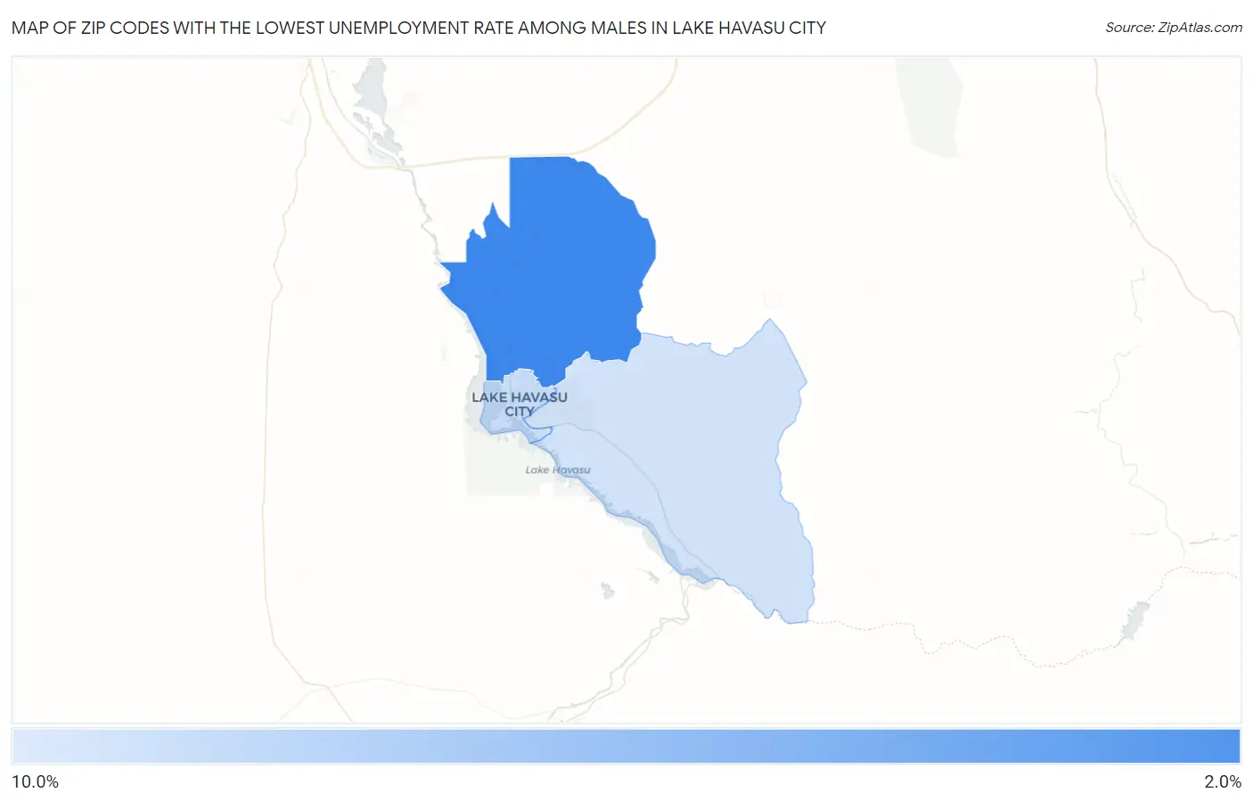 Zip Codes with the Lowest Unemployment Rate Among Males in Lake Havasu City Map