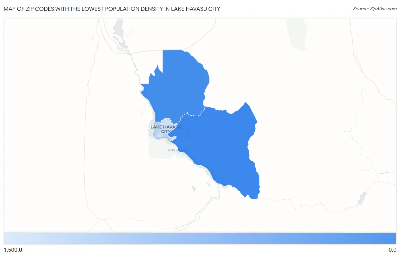 Zip Codes with the Lowest Population Density in Lake Havasu City Map