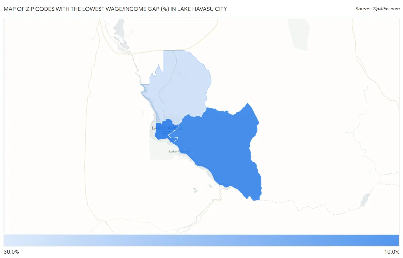 Zip Codes with the Lowest Wage/Income Gap (%) in Lake Havasu City Map