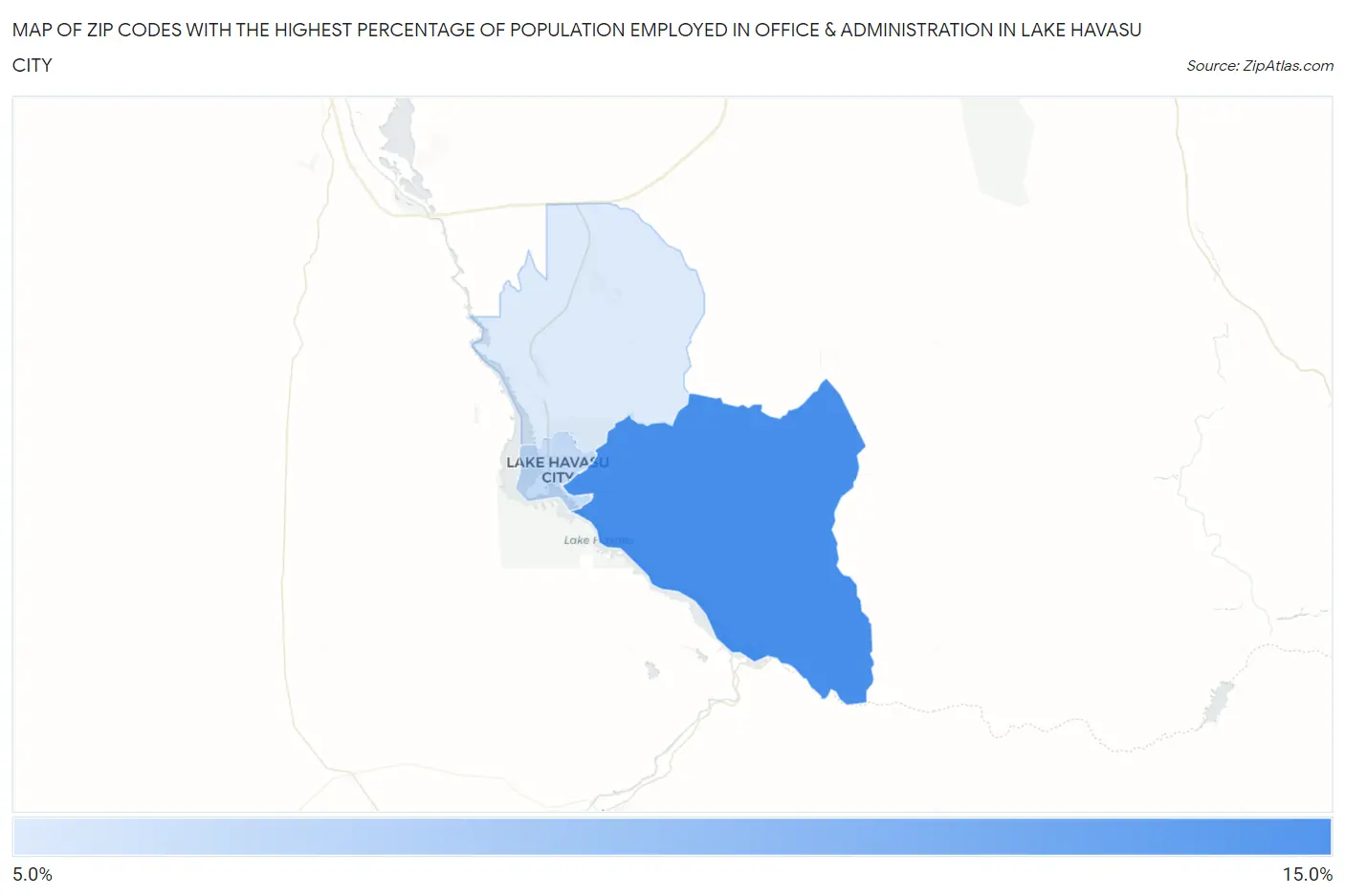 Zip Codes with the Highest Percentage of Population Employed in Office & Administration in Lake Havasu City Map