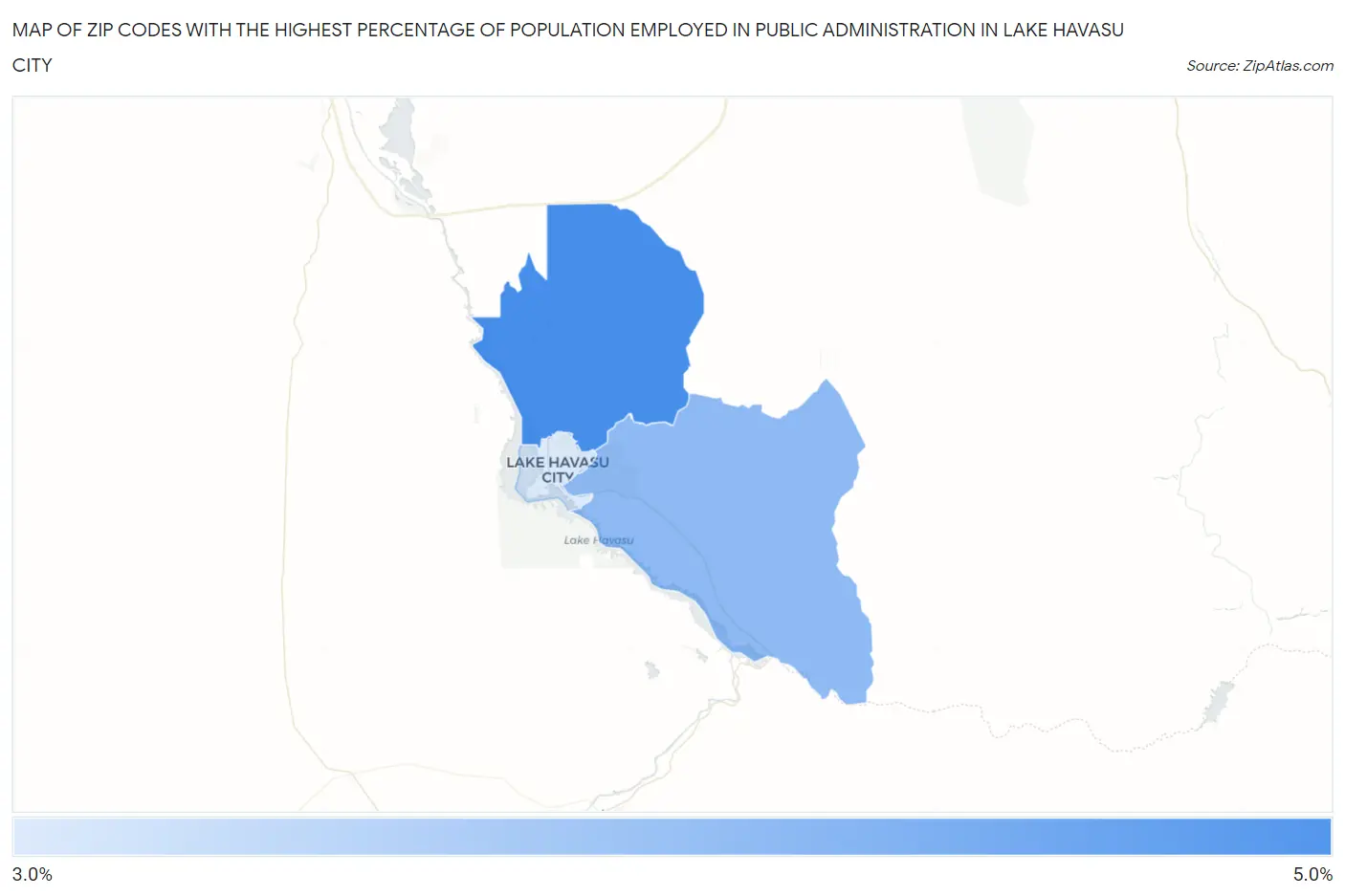 Zip Codes with the Highest Percentage of Population Employed in Public Administration in Lake Havasu City Map