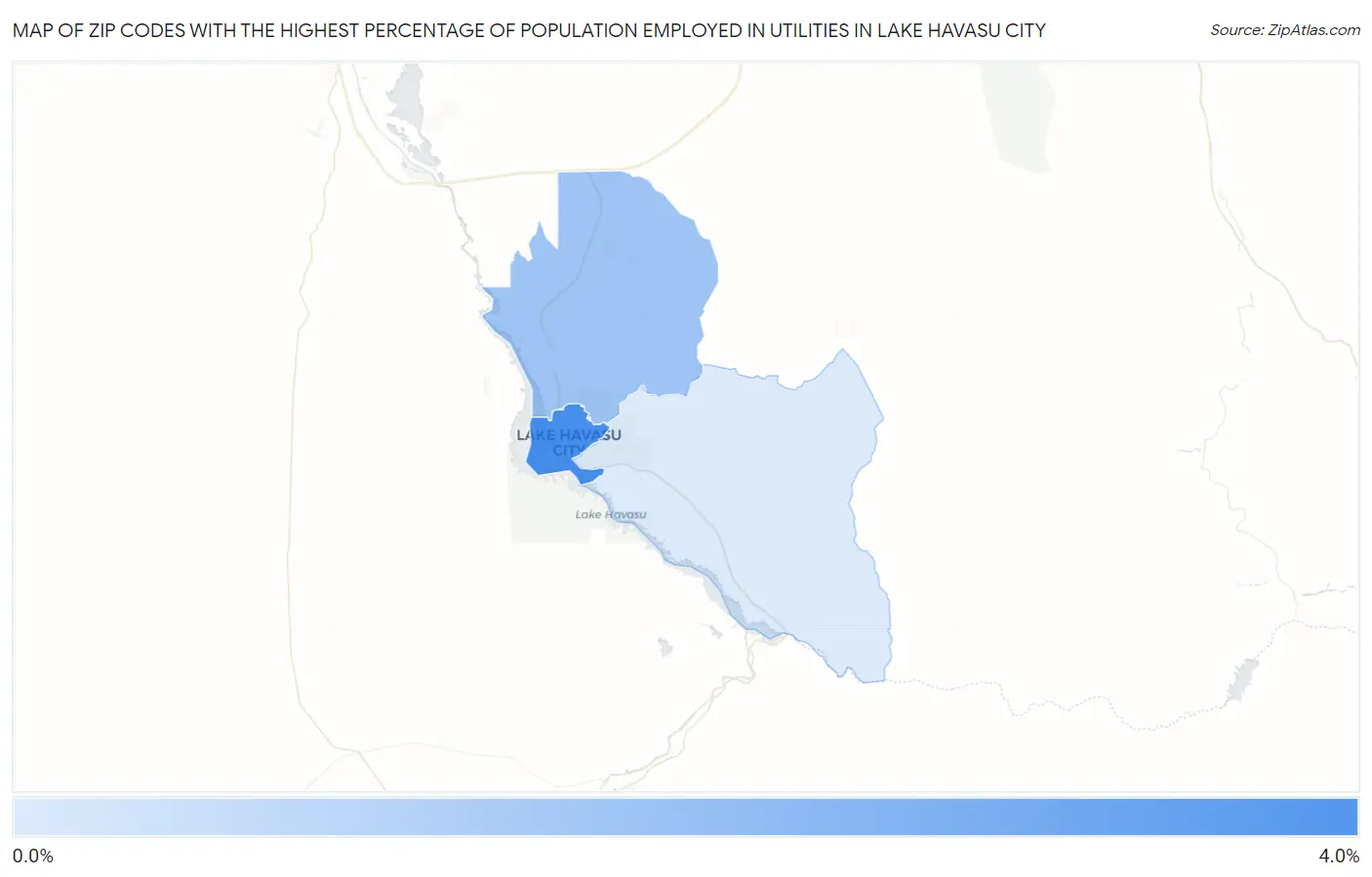 Zip Codes with the Highest Percentage of Population Employed in Utilities in Lake Havasu City Map