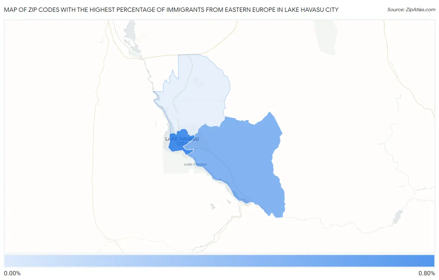 Zip Codes with the Highest Percentage of Immigrants from Eastern Europe in Lake Havasu City Map