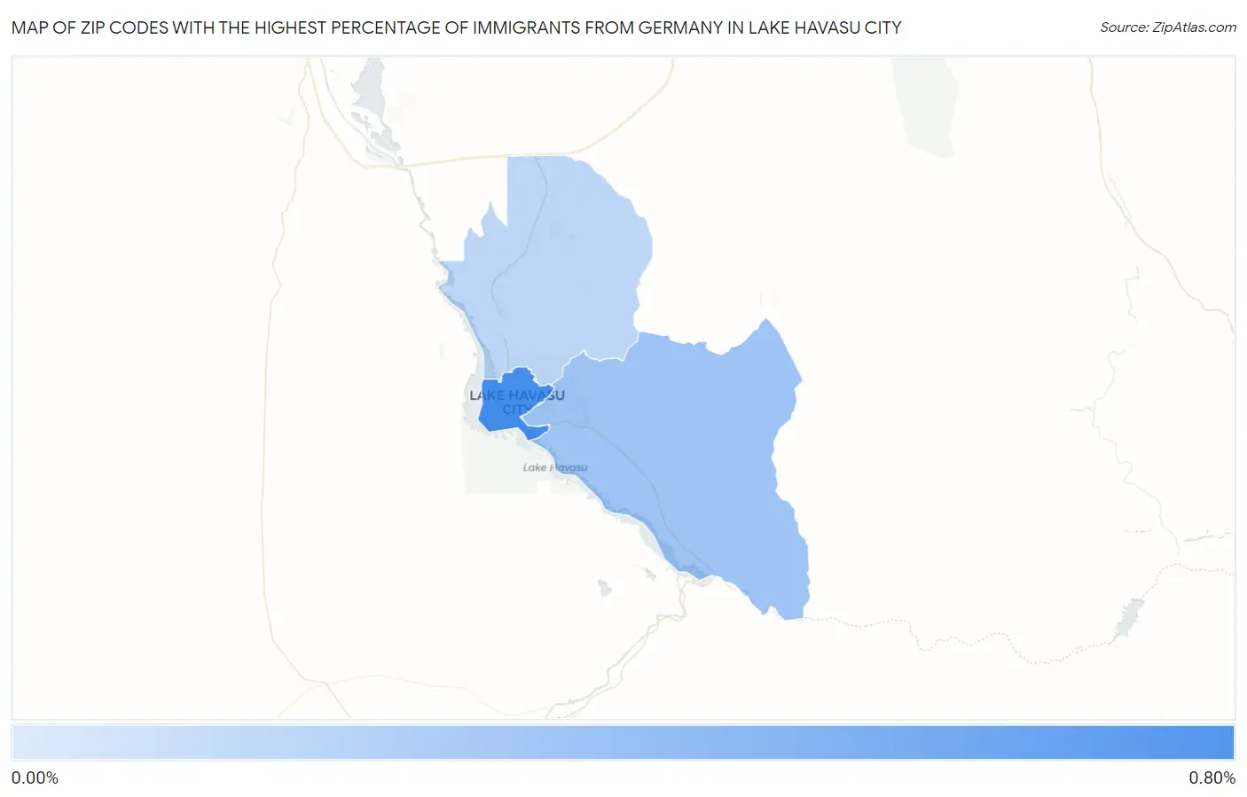 Zip Codes with the Highest Percentage of Immigrants from Germany in Lake Havasu City Map