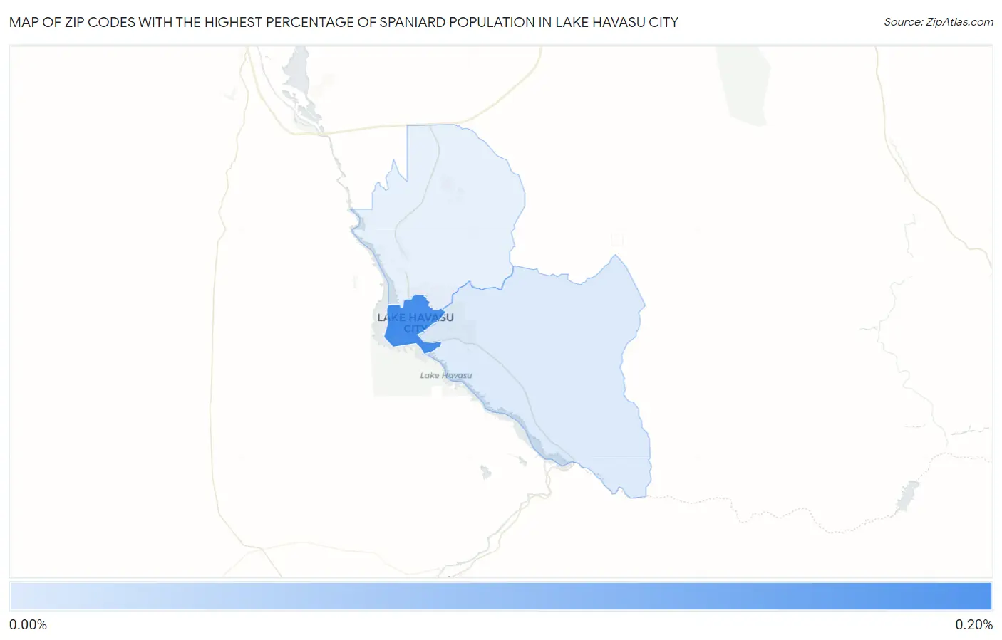 Zip Codes with the Highest Percentage of Spaniard Population in Lake Havasu City Map